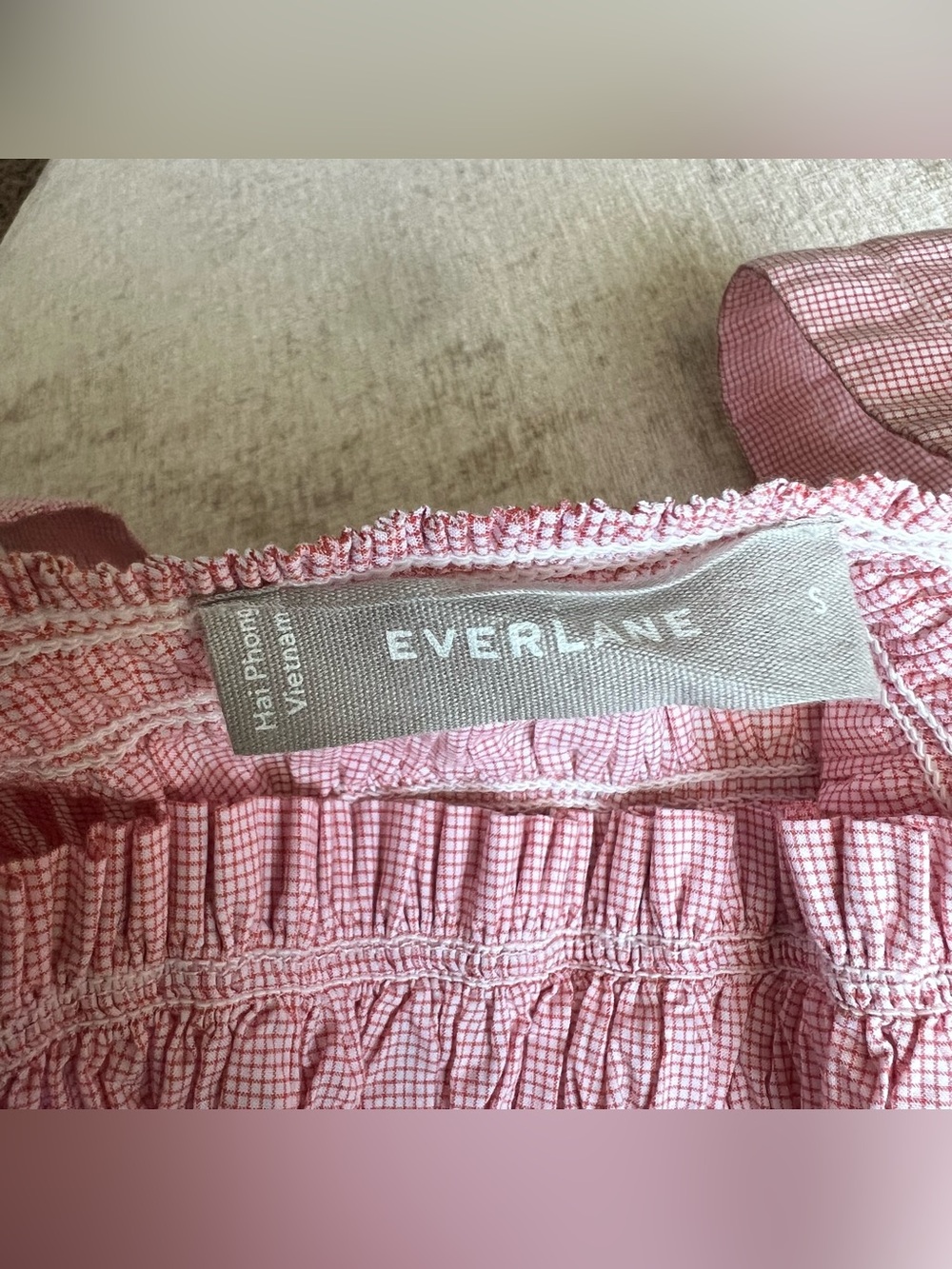 Everlane Pink Smocked Square-Neck Tank - Picture 2 of 4